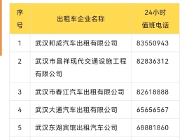 武汉市出租车失物查找各大公司咨询电话
